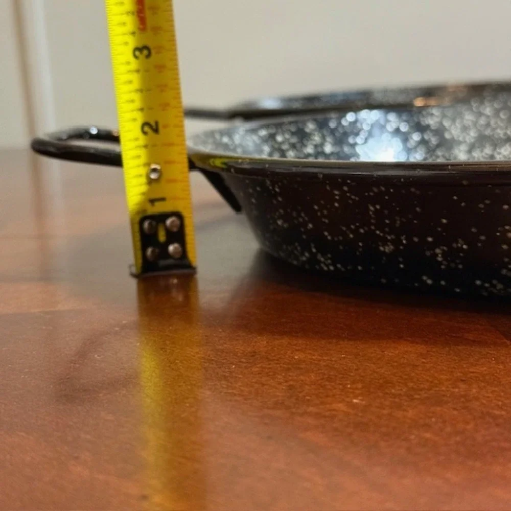 Set of 2 Black Enamel Steel Pans 13.5